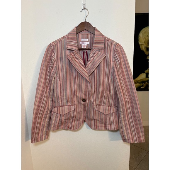 Vintage Nine & Co Weekend Striped Stretch Blazer Jacket Womens Career Casual - Picture 2 of 5